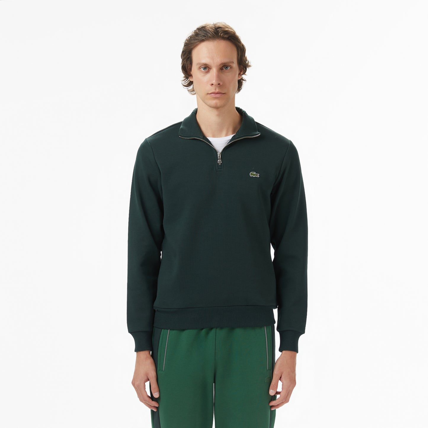 Lacoste Erkek Classic Fit Yarım Fermuarlı Yeşil Sweatshirt