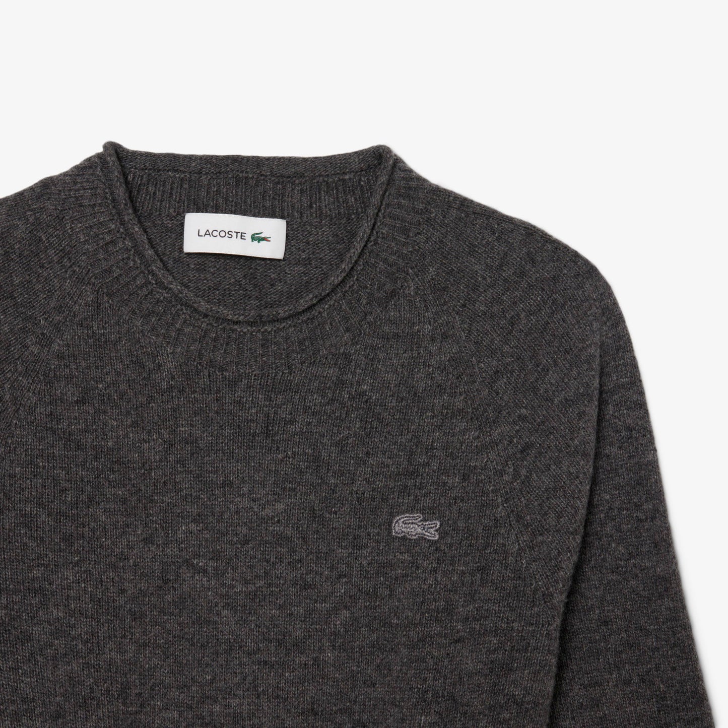 Lacoste Kadın Classic Fit Uzun Kollu Bisiklet Yaka Koyu Gri Elbise