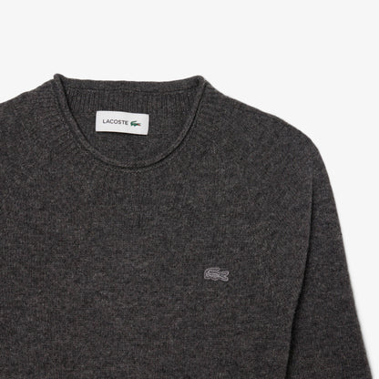 Lacoste Kadın Classic Fit Uzun Kollu Bisiklet Yaka Koyu Gri Elbise