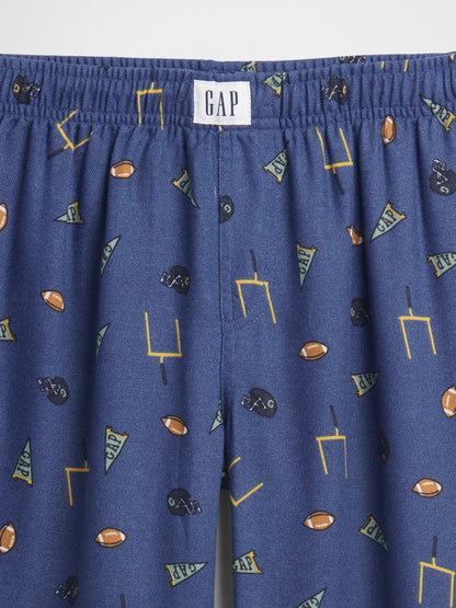 Mavi 100% Geri Dönüştürülmüş Flannel Football Pijama Altı