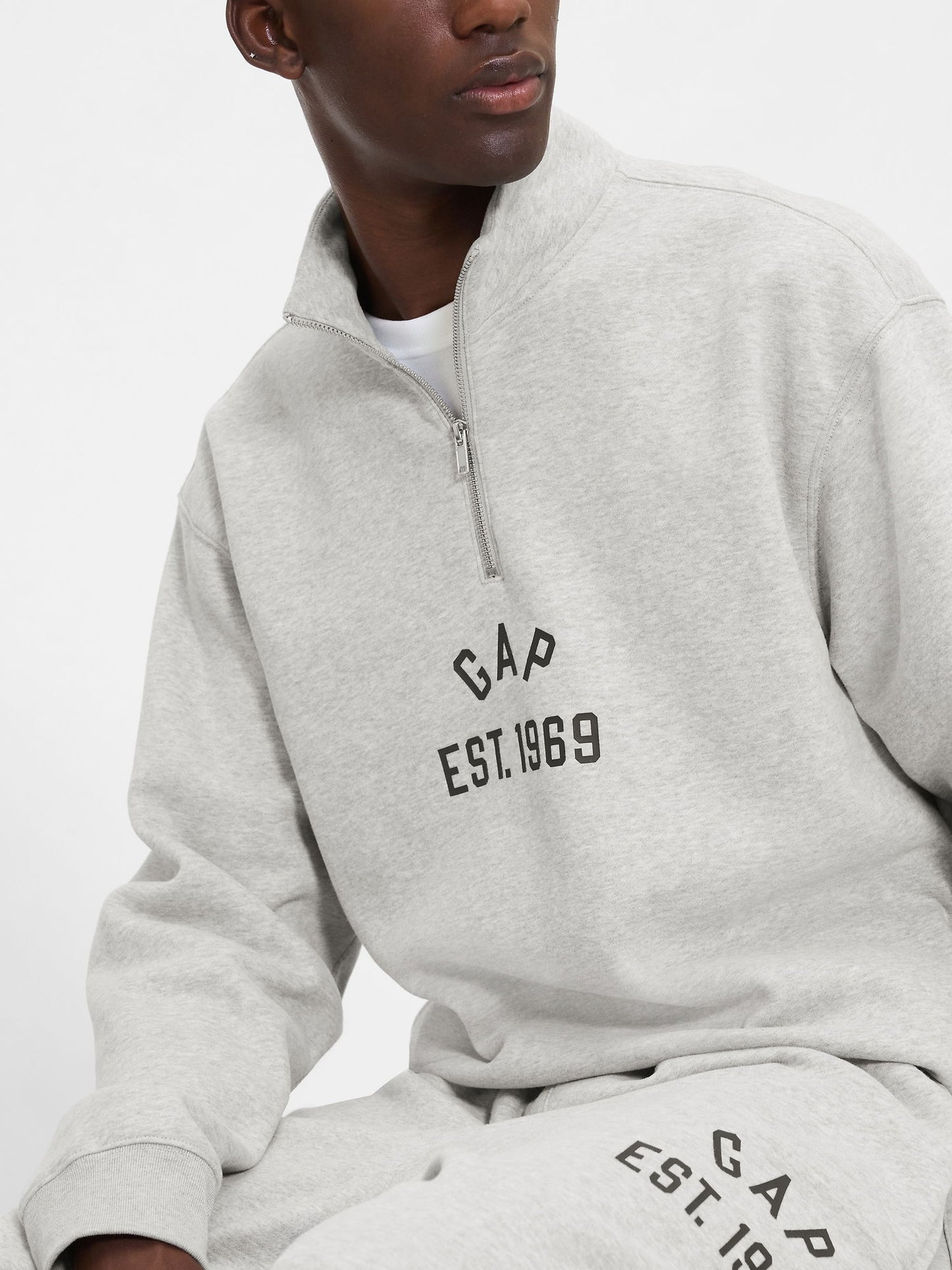 Gri Vintagesoft Oversized Gap Logo Yarım Fermuarlı Sweatshirt