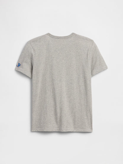 Gri Süper Mario Grafik Baskılı T-shirt