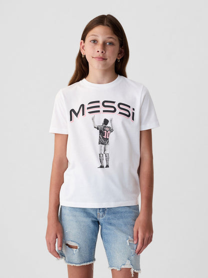 Beyaz Messi Grafikli T-shirt