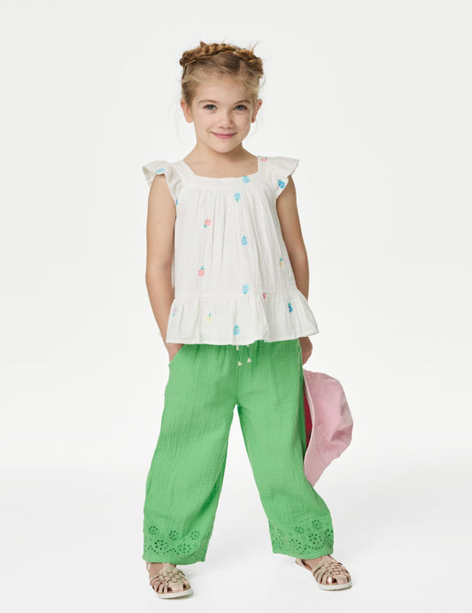 Saf Pamuklu Straight Fit Pantolon (2-7 Yaş)