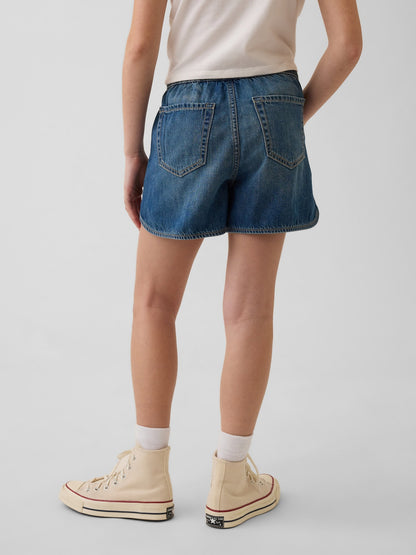 Mavi High Rise Denim Easy Dolphin Şort