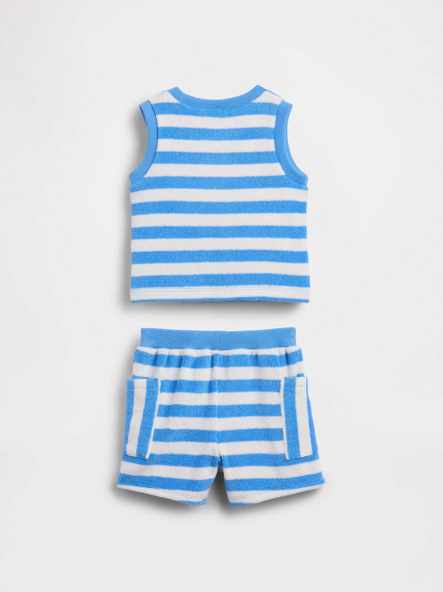 Mavi Bebek Havlusu Terry Çizgili Outfit Set