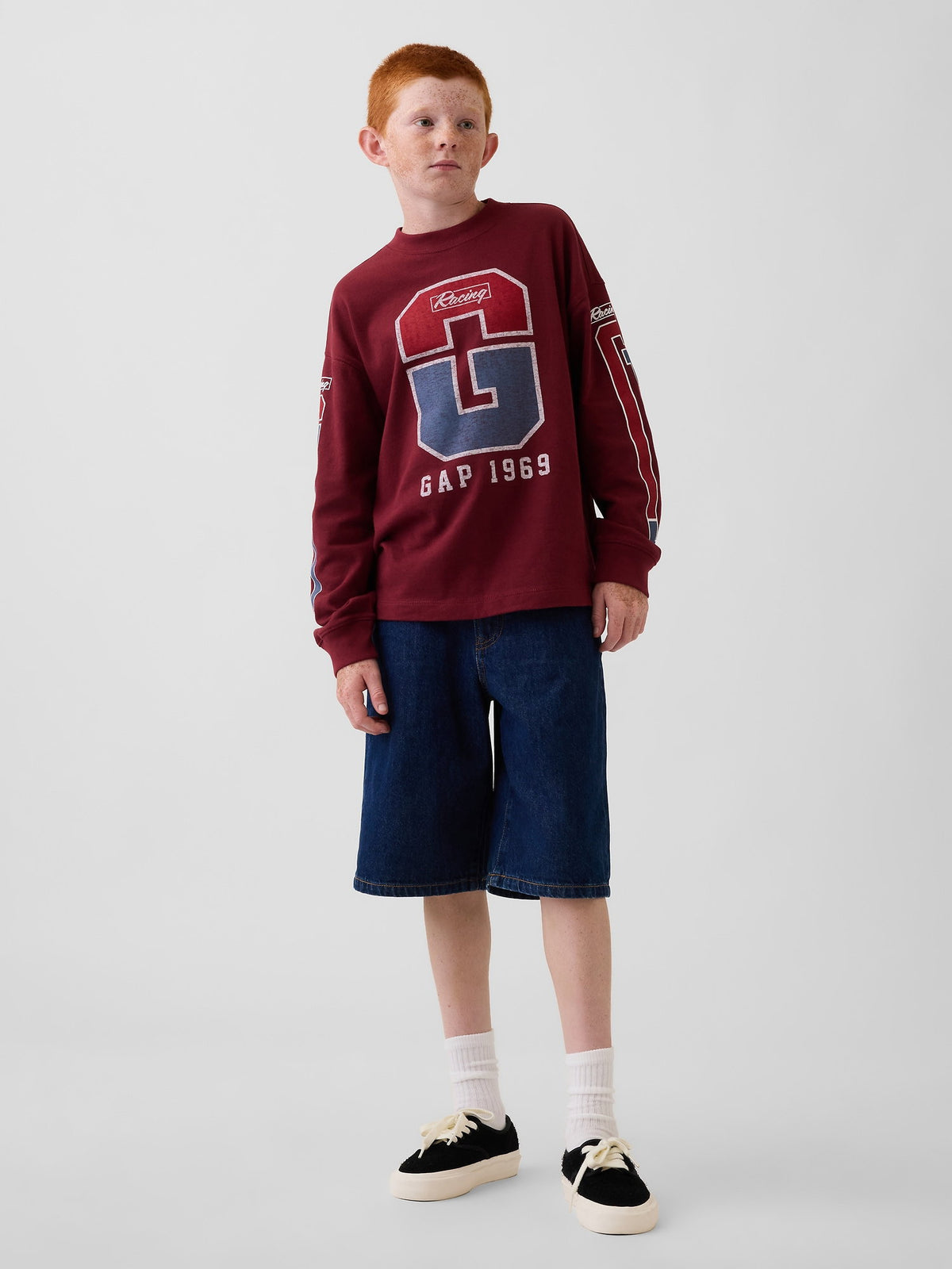 Lacivert Kids Heavyweight Oversized Grafik T-shirt
