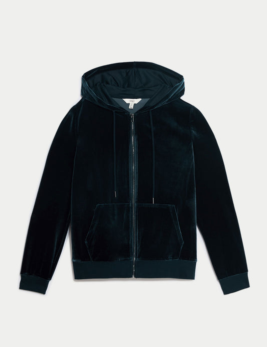 Regular Fit Kapüşonlu Kadife Sweatshirt