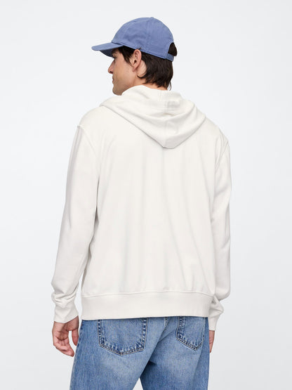 Beyaz Gap Logo Fermuarlı Fransız Havlu Kumaş Sweatshirt