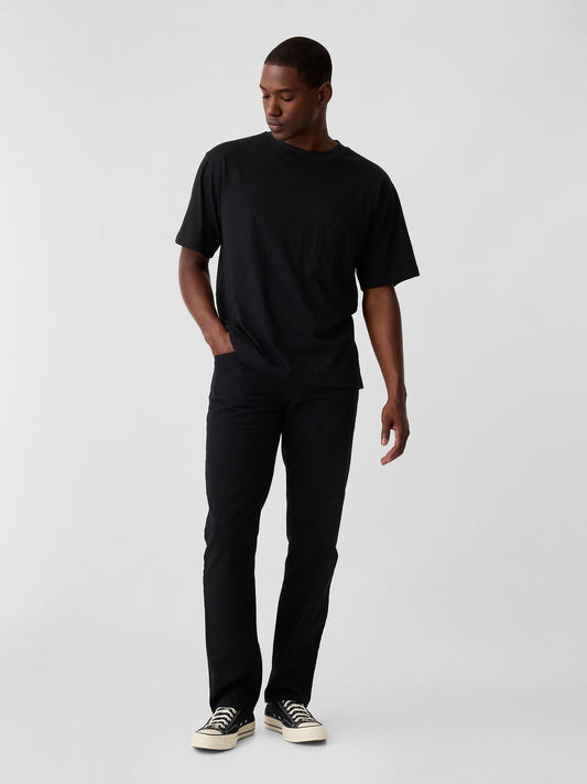 Siyah Straight Denim Jean Pantolon