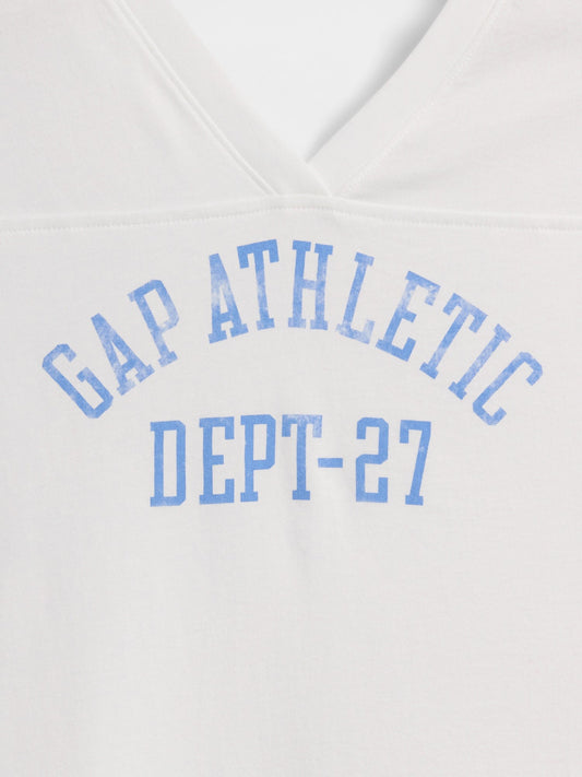 Beyaz Oversized Gap Athletic Logo Jersey T-shirt