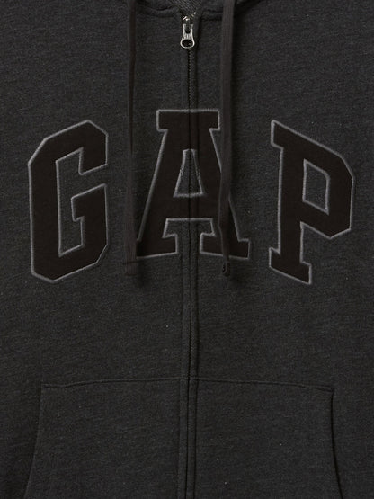 Gri Gap Logo Fermuarlı Fransız Havlu Kumaş Sweatshirt