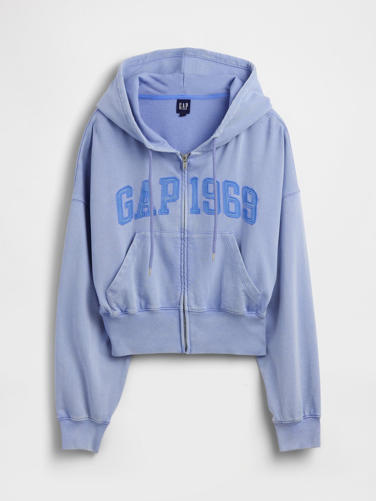 Açık Mavi Fransız Havlu Kumaş Oversized 1969 Logo Fermuarlı Sweatshirt