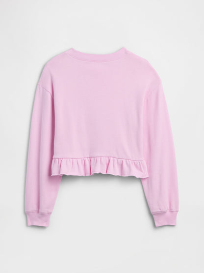 Açık Pembe Relaxed Fransız Havlu Kumaş Peplum Sweatshirt