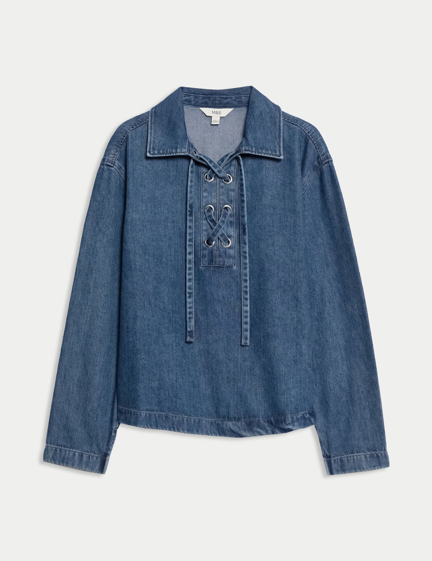 Denim Bağlamalı Bluz