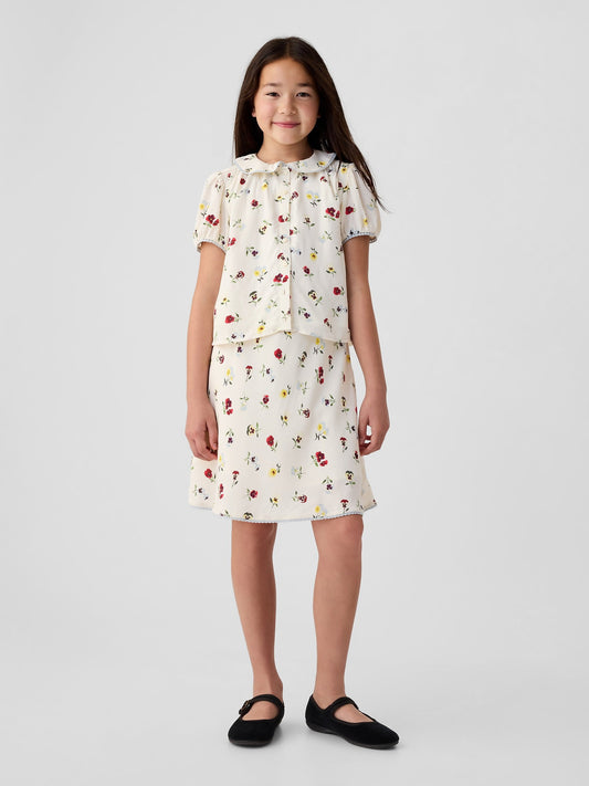 Beyaz Gap × Dôen Çiçek Desenli Mini Etek