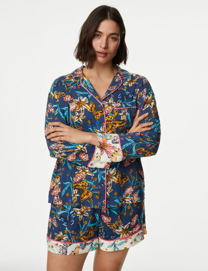 Kelebek Desenli Uzun Kollu Pijama Üstü