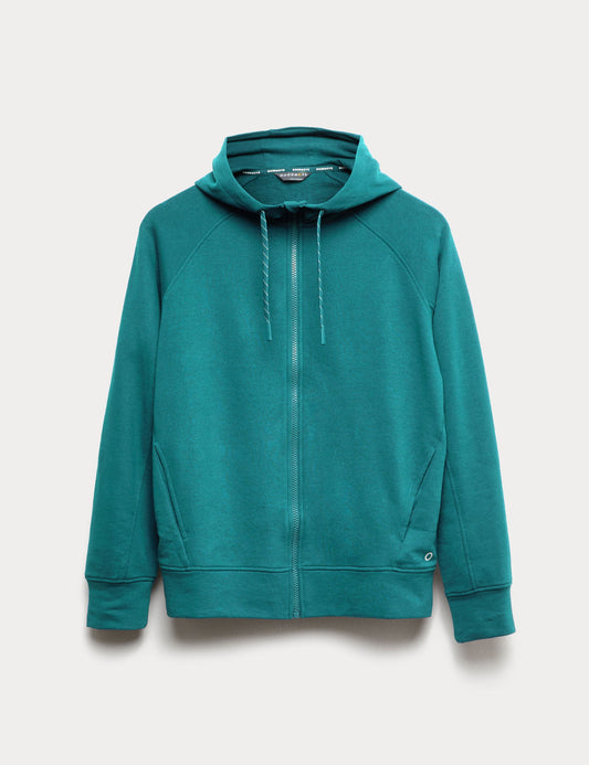 Pamuk Karışımlı Fermuarlı Rahat Kesim Kapüşonlu Sweatshirt