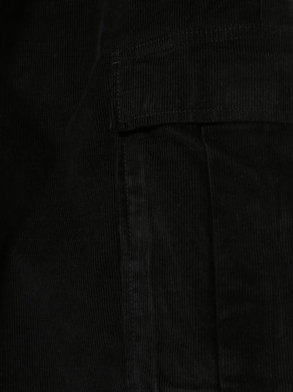 Siyah Kadife Kargo Cord Pantolon