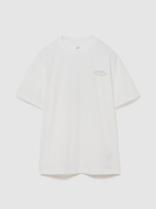 Beyaz Everyday Soft Relaxed Grafik Baskılı T-shirt