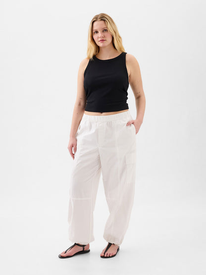 Kırık Beyaz Kargo Paraşüt Pull-on Pantolon
