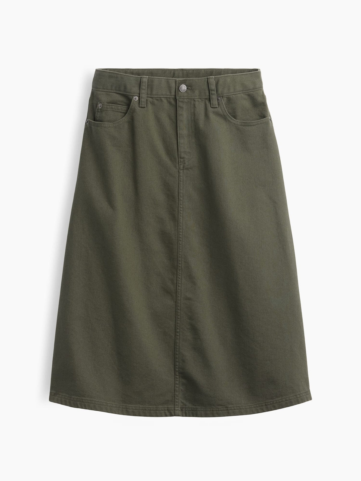 Haki Twill Midi Etek
