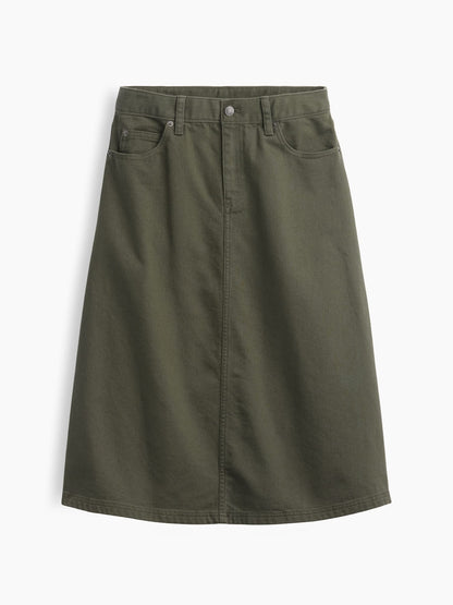 Haki Twill Midi Etek