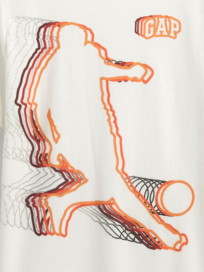 Beyaz Grafik Baskılı T-shirt