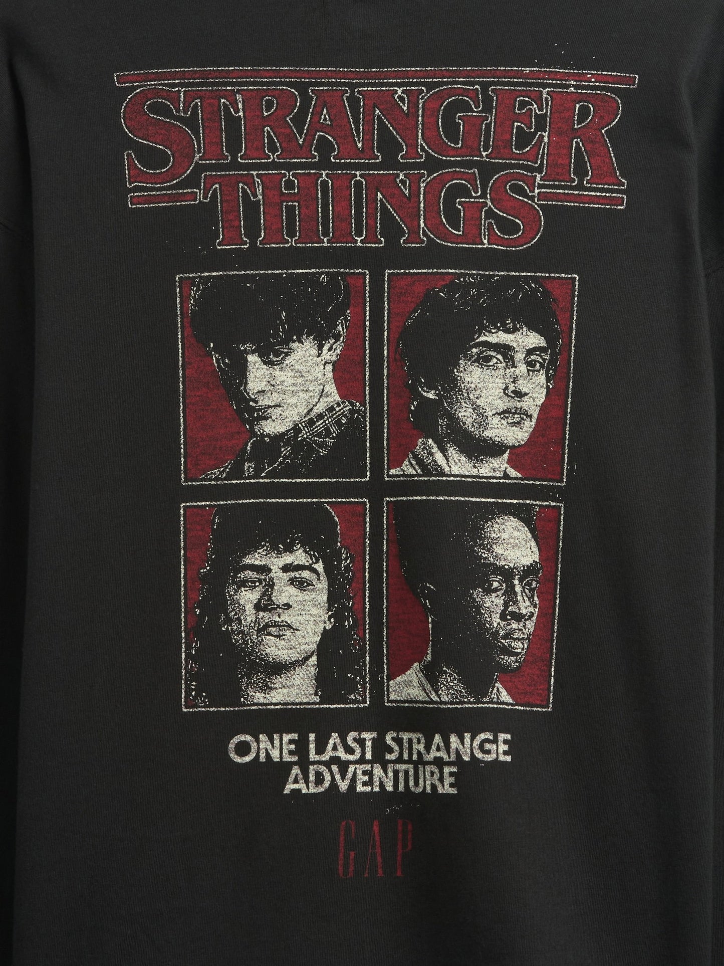 Siyah Stranger Things Grafik Baskılı T-shirt