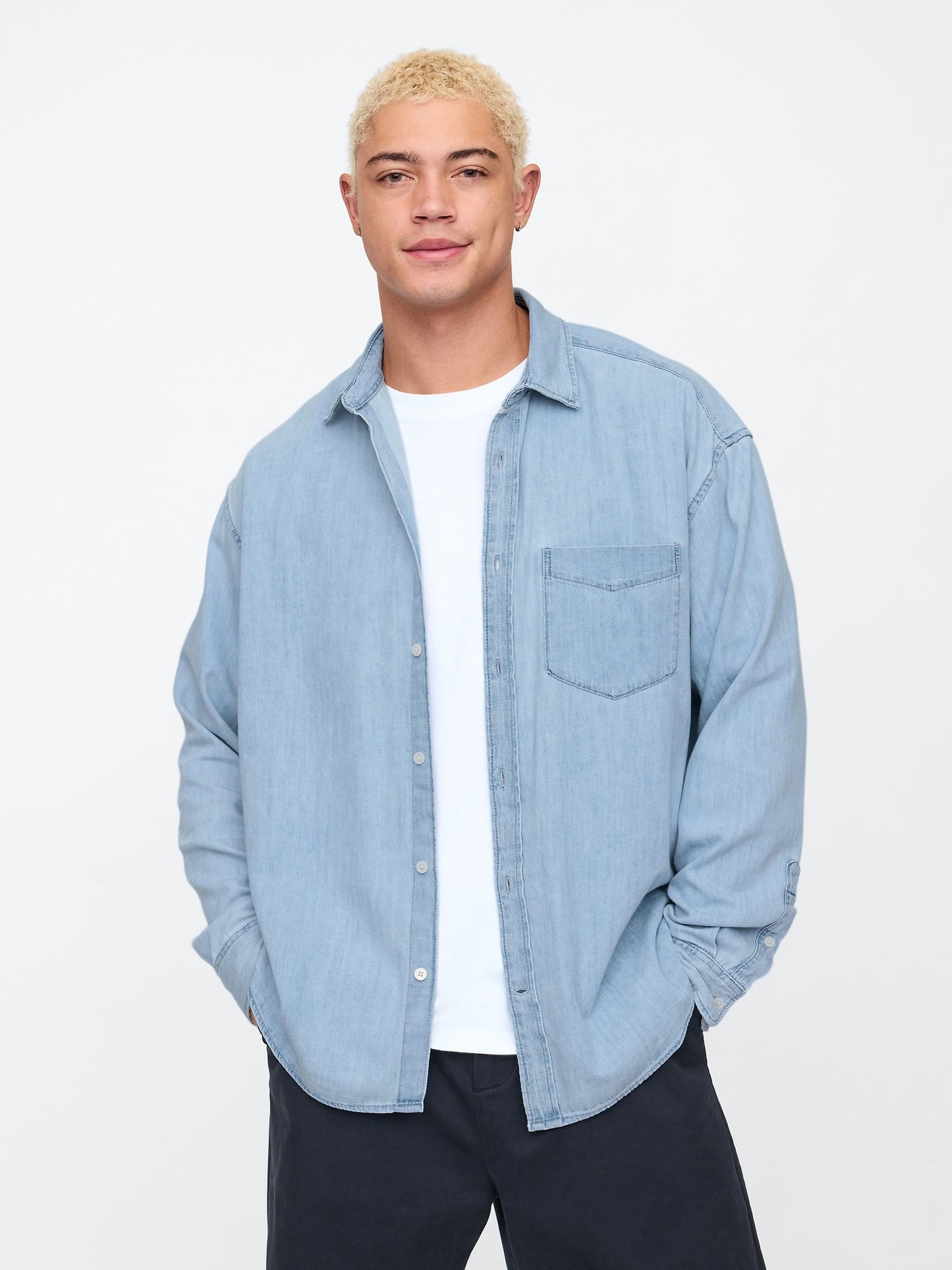 Açık Mavi Denim Big Gömlek