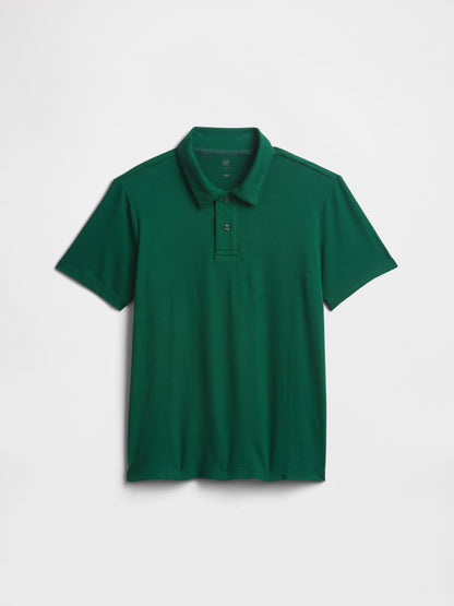 Koyu Yeşil Kısa Kollu Tech Polo T-shirt