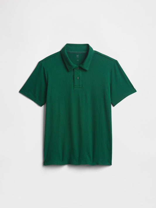 Koyu Yeşil Kısa Kollu Tech Polo T-shirt