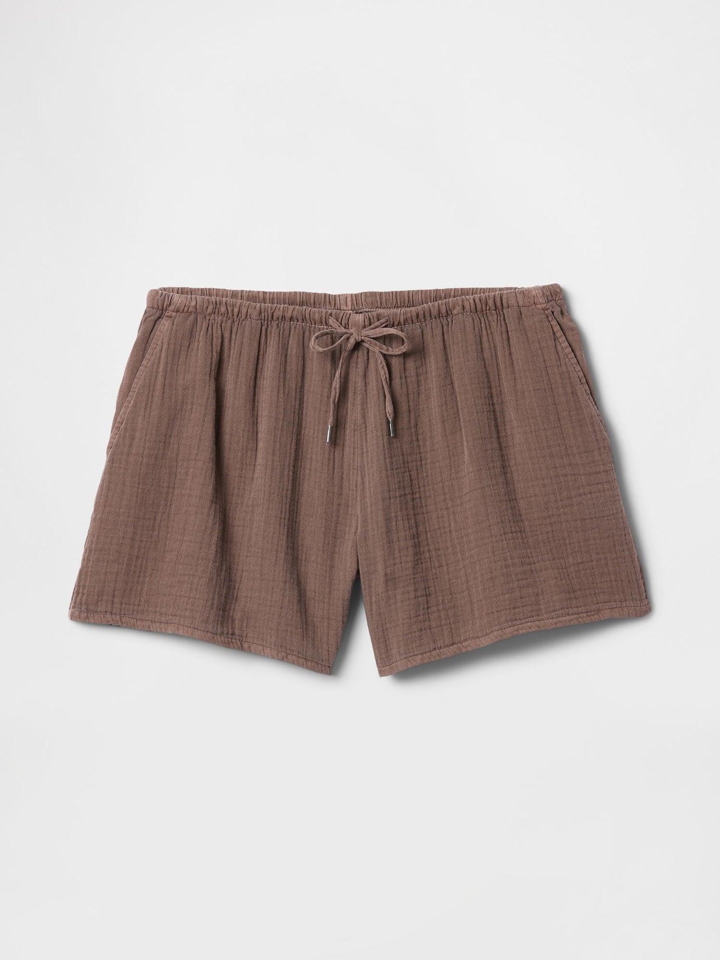 Kahverengi Crinkle Gauze Easy Şort