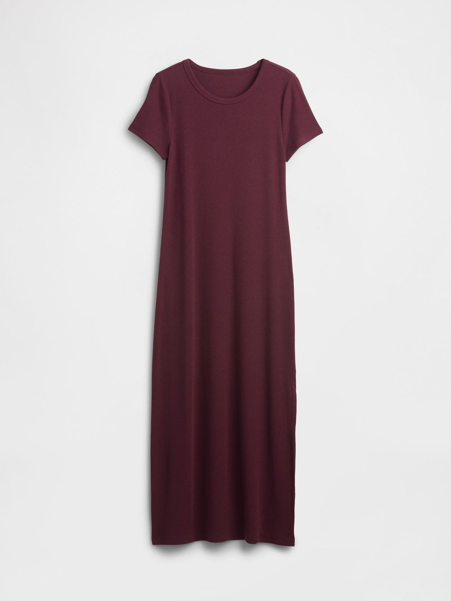 Bordo Modern Fitilli Maxi T-shirt Elbisesi