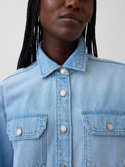 Açık Mavi Denim Western Gömlek Ceket