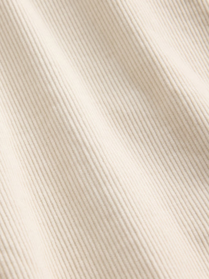 Kırık Beyaz Kordon Kumaş Relaxed Straight Pantolon