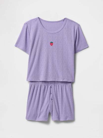 Mor Şort Pijama Takımı
