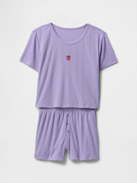 Mor Şort Pijama Takımı