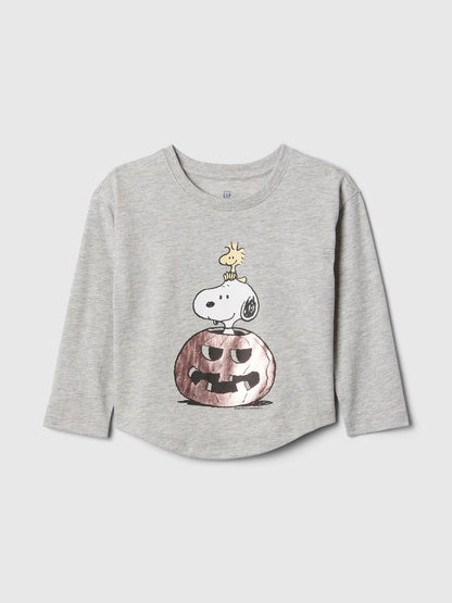 Gri Peanuts Grafikli Halloween T-shirt