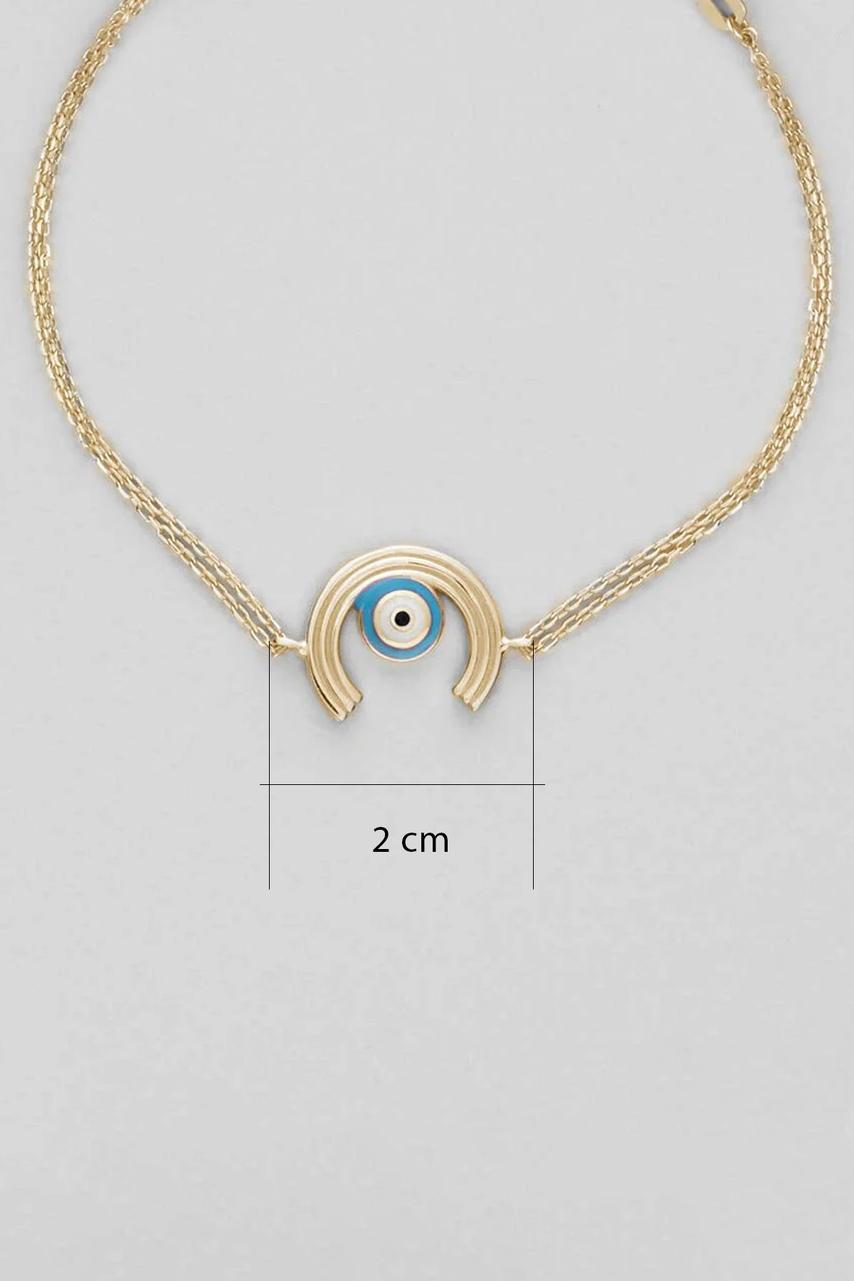 Minimal Nazar 18 Ayar Sarı Altın Kaplama 19 Cm Gümüş Bileklik 1092730544