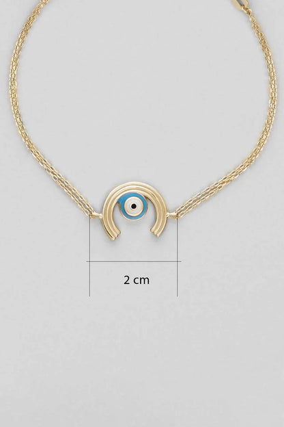 Minimal Nazar 18 Ayar Sarı Altın Kaplama 19 Cm Gümüş Bileklik 1092730544