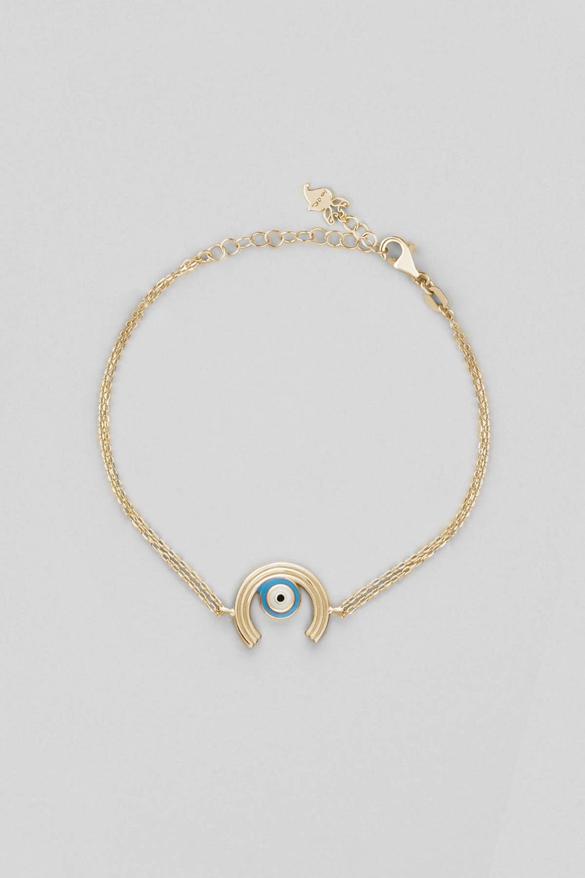 Minimal Nazar 18 Ayar Sarı Altın Kaplama 19 Cm Gümüş Bileklik 1092730544
