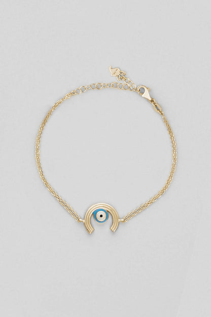 Minimal Nazar 18 Ayar Sarı Altın Kaplama 19 Cm Gümüş Bileklik 1092730544
