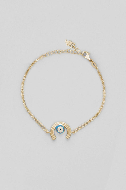 Minimal Nazar 18 Ayar Sarı Altın Kaplama 19 Cm Gümüş Bileklik 1092730544
