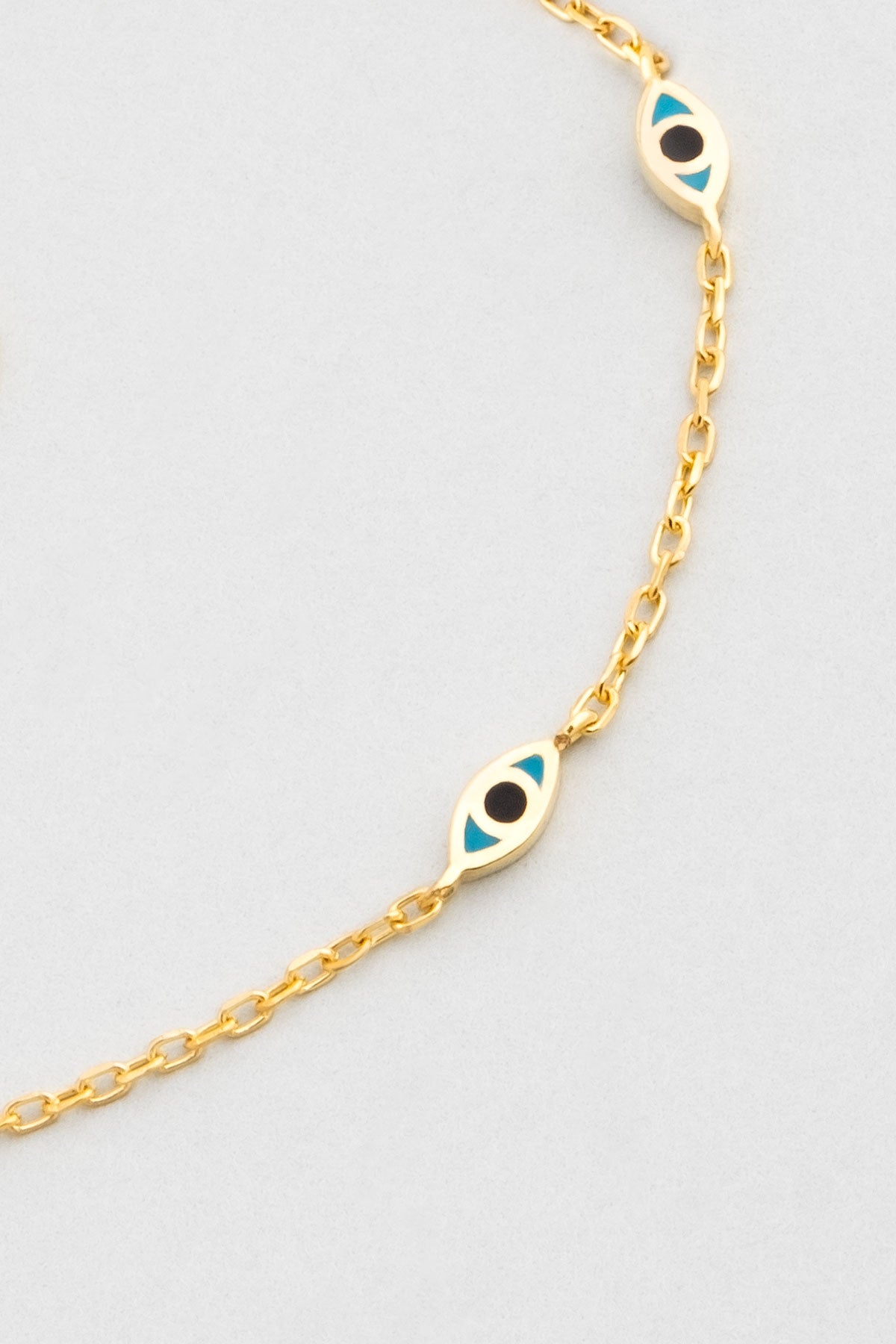 Nazar Motifli 18 Ayar Sarı Altın Kaplama 20 Cm Gümüş Minimal Bileklik 1092740544