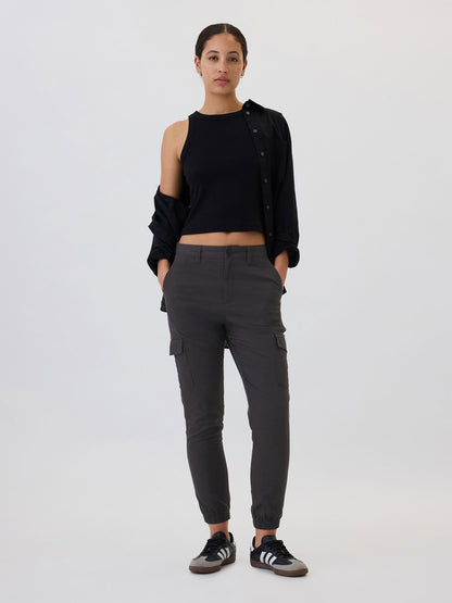 Siyah Twill Jogger Kargo Pantolon