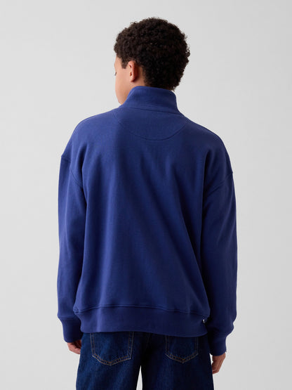 Kobalt Mavisi Vintagesoft Terry Relaxed Yarım Fermuarlı Sweatshirt
