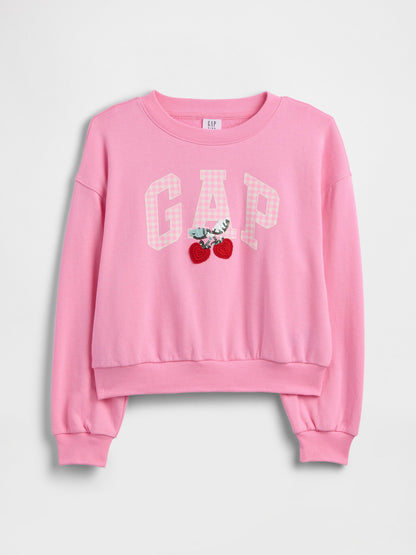 Pembe Oversized Wedge Grafik Baskılı Sweatshirt