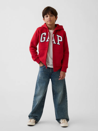 Kırmızı Sherpa Astarlı Logo Fermuarlı Sweatshirt
