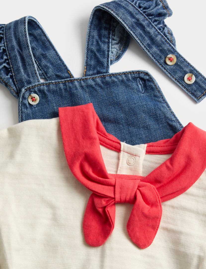 Pamuklu Denim Elbise Takım